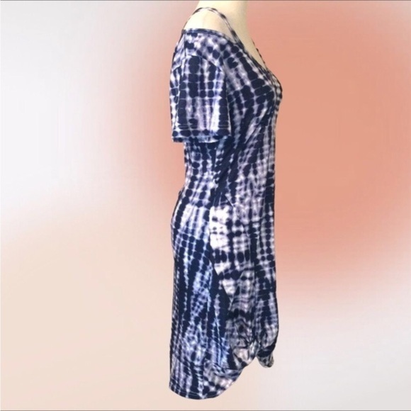 BERRYOU Blue Tie Dye Front Knot Dress‎ Med NWT - Picture 8 of 15
